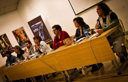 A diretora da Escola de Comunicação da UFRJ, Ivana Bentes (a segunda da esquerda para a direita), falou das experiências audiovisuais a partir do Laboratório de Políticas Culturais (Unicult) no Brasil.